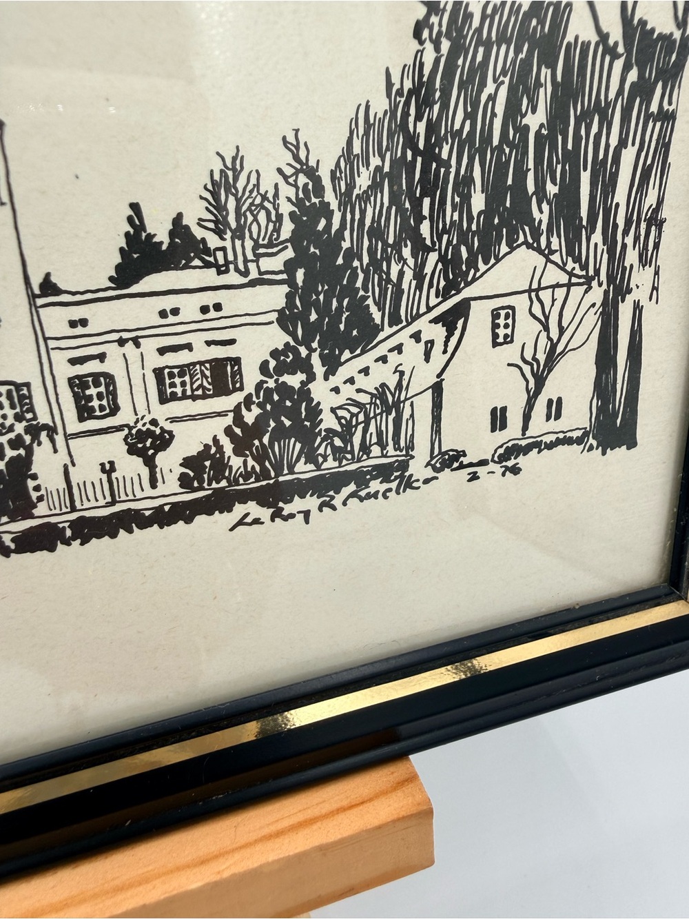Signed Framed Black and White Castle Illustration Print– Home Art - Picture 2 of 3
